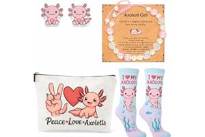Axolotl Gifts Set Includes Axolotl Gifts Sock, Makeup Bag, Stickers -Axolotl Gifts for Axolotl Love