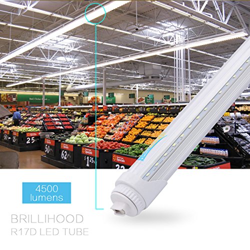 Brillihood R17D LED 8FT Tube Light Bulbs, 40W (90W Equivalent), 4500LM, 6000K (Bright White) T8/T12 8FT LED Bulbs for Fluorescent Fixtures, Dual-Ended Power, (10-Pack) - Thumbnail 5
