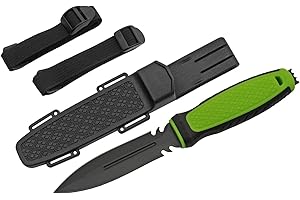 Szco Supplies 9.25" Green Double-Edged Spear-Point Diver's Knife With Leg Strap Sheath (211494)