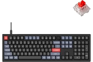 Keychron V6 Wired Custom Mechanical Keyboard Knob Version, Full-Size QMK/VIA Programmable Macro with Hot-swappable Keychron K Pro Red Switch Compatible with Mac Windows Linux Black (Non-Transparent)
