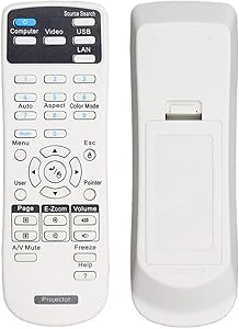 EWO'S Universal Projector Remote Control for Epson Home Cinema, Powerlite, EB-, EX, VS, H, BrightLink, EMP- Series Projectors. (Specific Model Reference Description)