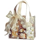 YMASELA Clear Gift Wrap Bag with Handles (4pcs,7.9X7.1X 3.9'')Heavy Duty Plastic Waterproof Gift Packing Bag for Party, Reusable Merchandise Retail Transparent PVC Shopping Tote Bags for Package Candy