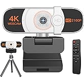 Nolansend 4K Webcam, Auto-Zoom,with Remote Control,Privacy Cover, White Balance, Webcam with Microphone, Plug & Play, 4K Web 