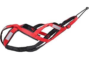 X-Back Dog Sled Harness for Large Dogs, Weight Pulling Harness for Canicross Skijoring and Scootering(Red,XX-Large)