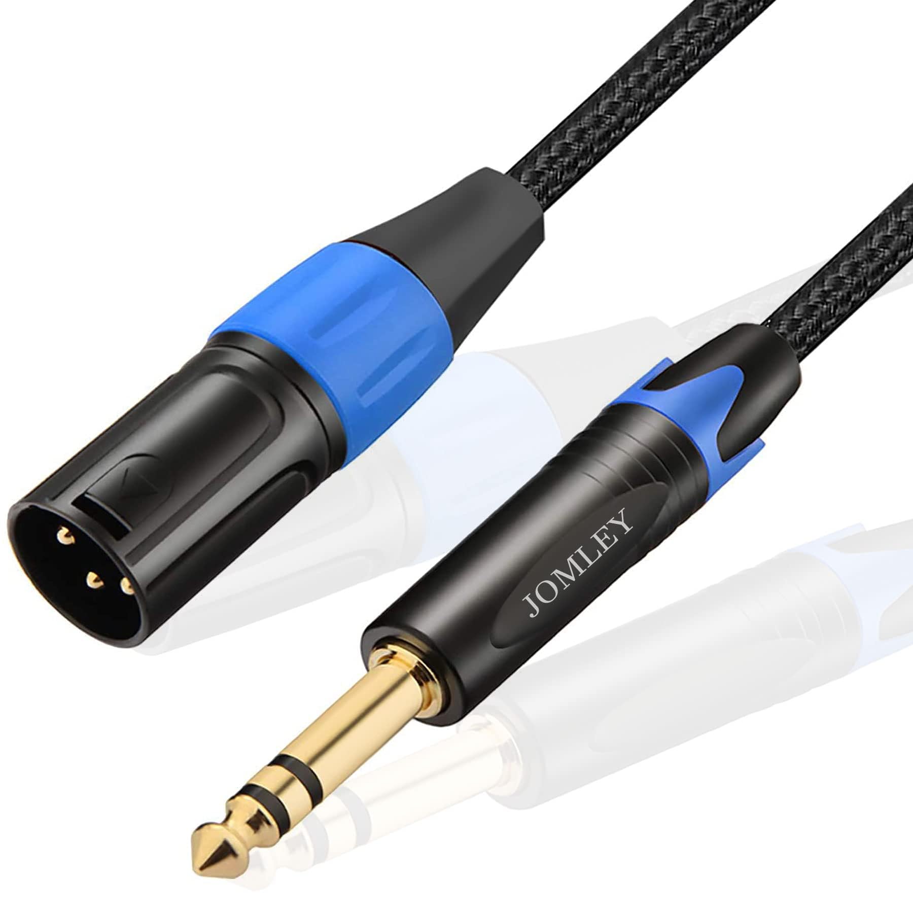 JOMLEY XLR to 6.35mm Jack Cable, 1/4" TRS to XLR Male Stereo Balanced Cable, 6.35mm TRS to XLR Male Interconnect Cable Nylon Braided 3-Pin Interconnect Patch Cord - 2M/6.6ft