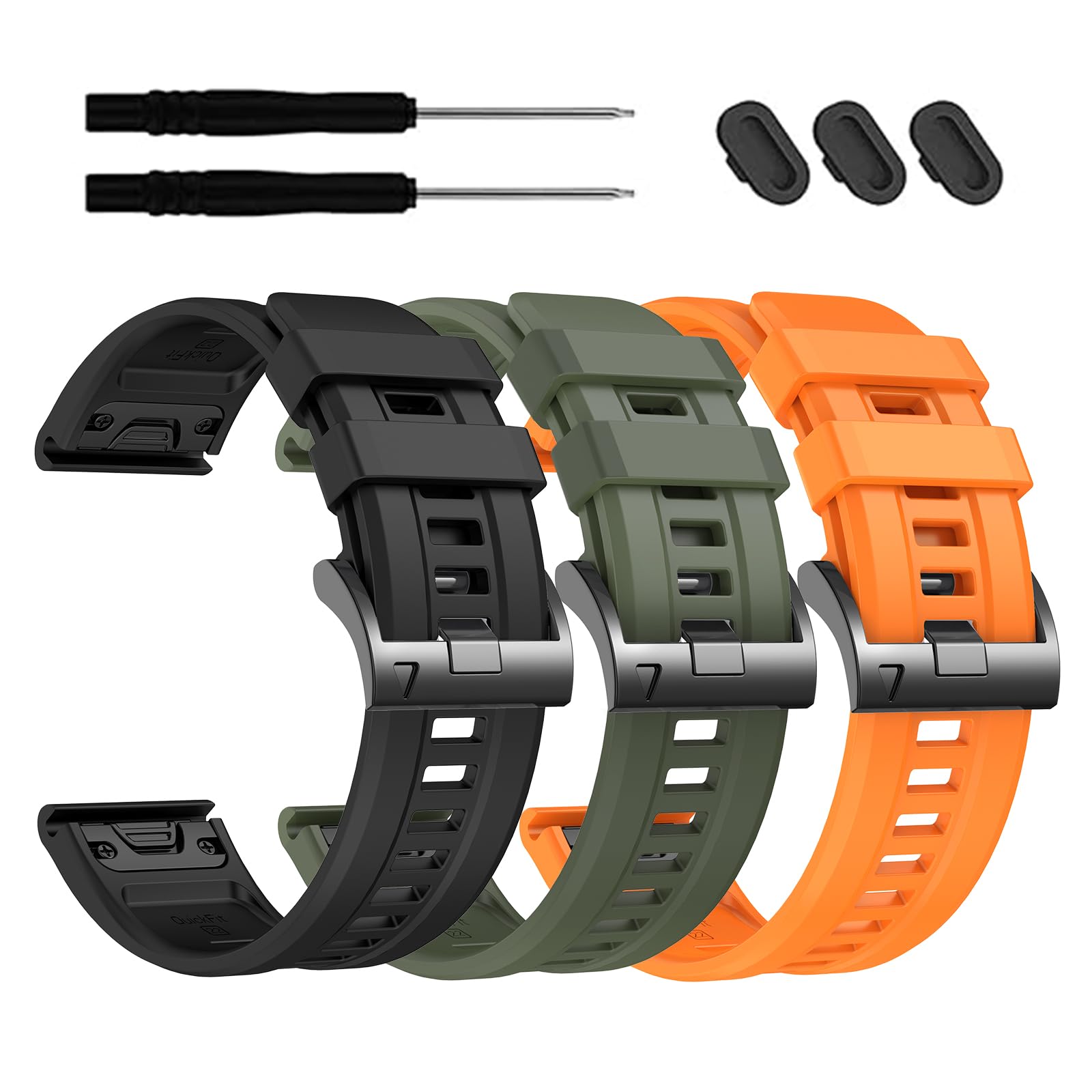 EZMVZKU 26mm Watch Straps Compatible with Garmin Fenix 8 AMOLED 51mm/7X Pro/7X/6X Pro/6X/5X Plus/5X, QuickFit Sport Silicone Watchband Replacement for Enduro 3/2/Descent Mk3i 51mm/Mk2i/Epix Pro 51mm