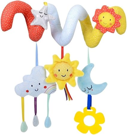 Slhp Mobile D Activite Spirale A Suspendre Au Lit Au Siege De Voiture Ou A La Poussette De Bebe Jouets Avec Miroir Et Clochette Cloud Amazon Fr Cuisine Maison