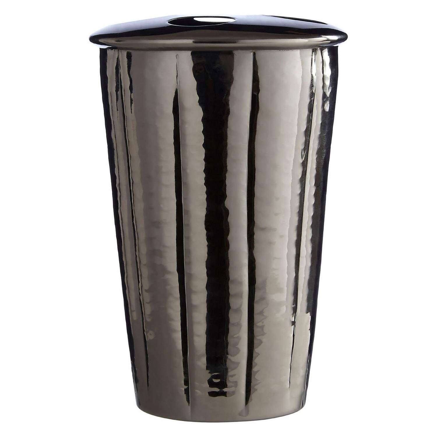 Premier Housewares Hammered Effect Black Nickel Finish Toothbrush Holder, Silver, 13 x 9 x 9 cm