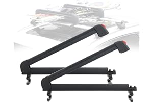 GEARANTICS 24.3 Inch Ski and Snowboard Rack for Car Roof, with TPV Rubber Padding and Lock, Fit 4 Pairs of Skis or 4 Snowboards,Mounting System Fits for Square/Round/Aero/Oval Cross Bars, Black