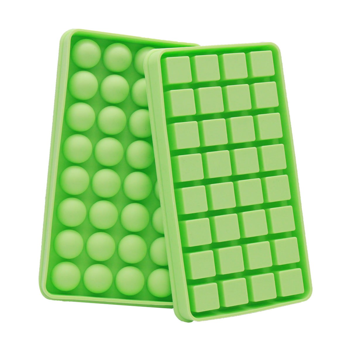 ( Set of 2 with lids) Silicone 20 cavities Ice Ball Ice cube mold DIY Silicone Ice Cube Sphere Tray Mold Mould Round Maker Pudding Jelly Bar Home (Purple)