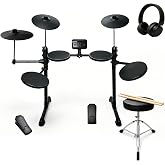 Umelody Electric Drum Kit for Beginner Home Practice with 10" Cymbals, USB MIDI, 7 Drum Kits, 70 Sounds,Throne, Headphones, Sticks, Affordable Musical Gifts (UED-100)
