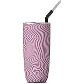 S'well Stainless Steel Tumbler with Straw and Slide-Open Lid, 24oz, Lavender Swirl, Triple Layered Vacuum Insulated Containers Keeps Drinks Cold for 18 Hours and Hot for 5, BPA Free