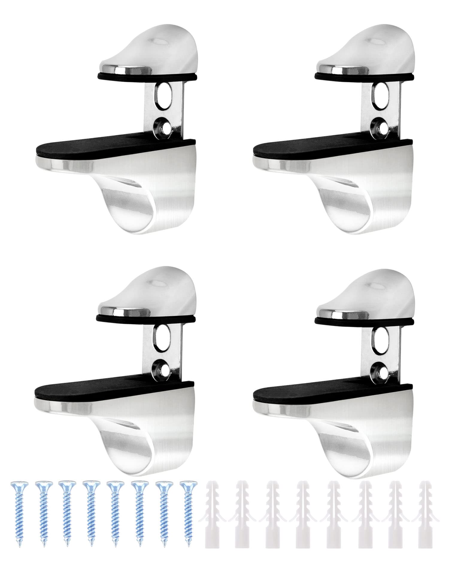 QWORK® 4 Pack Adjustable Glass Shelf Brackets, Wall Mounted Zinc Alloy Shelf Support for 3-20 mm Thickness Glass — image 1