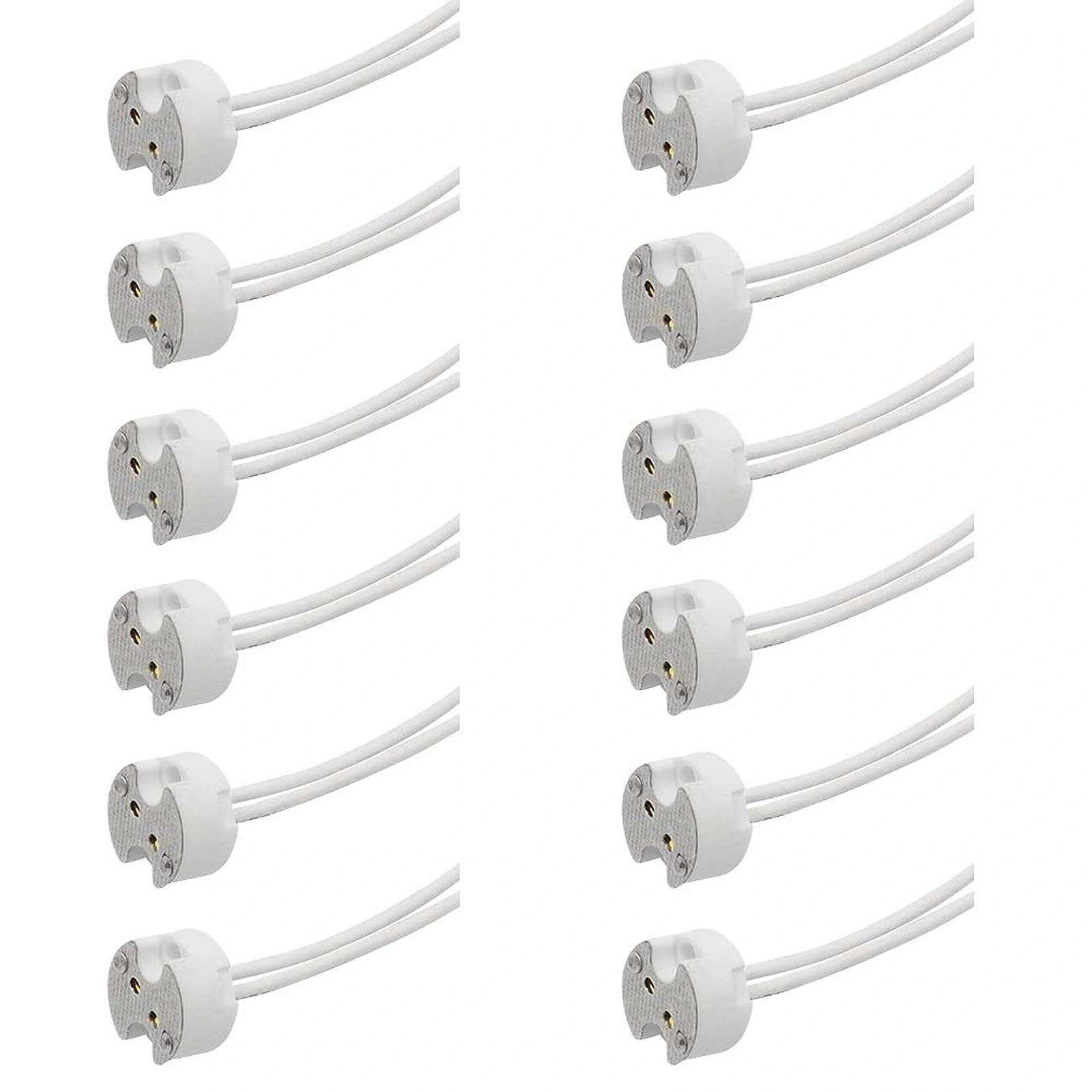 CYUaoao 12 Packs GU5.3 Connector LED Bulb Base Ceramic Socket Incandescent LED Socket Connector Bi-Pin Base for 12V Halogen and Lamps Wire Connectors Bases Socket Adapter