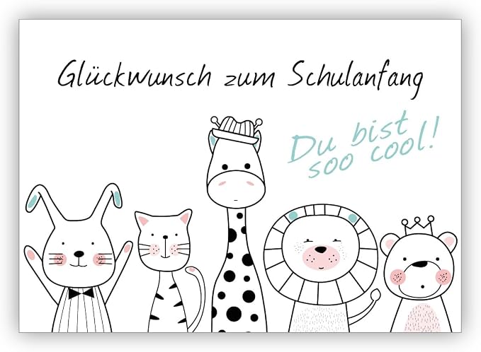 Super Susse Gluckwunschkarte Zur Einschulung Mit Jubelnden Tieren Gluckwunsch Zum Schulanfang Du Bist Sooo Cool Hochwertige Klappkarte Mit Umschlag Als Kleines Geschenk Fur Geldgeschenke Amazon De Burobedarf Schreibwaren