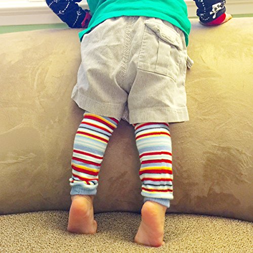 Bowbear Baby 3-Pair Leg Warmers, Navy, Sky Blue, Red Stripes