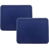 Pyrex 7212-PC (11-Cup) Blue Replacement Lids (2-Pack) - Made in USA | BPA-Free Plastic |Rectangle | Reusable | Cover | Storage | Meal Prep | Freezer | Refrigerator | Top-Rack Dishwasher Safe