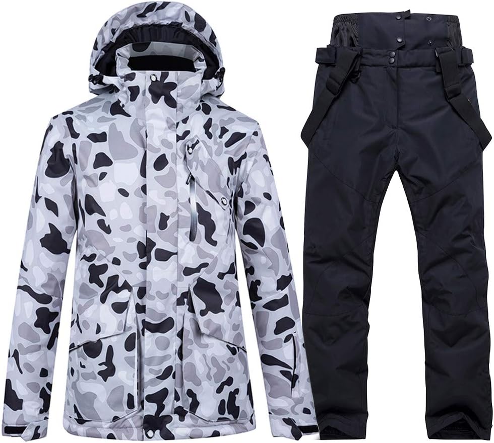 Women's Ski Bib Suit Jacket Waterproof Snowboard Colorful Printed Ski Jacket and Pants Set …