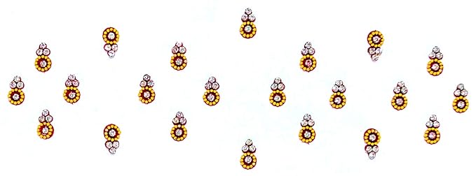 SJ Collection Beautiful Maroon Color White Stone Golden Colored Ring Small Size 22 Forehead Fancy Premium Designer Bindis
