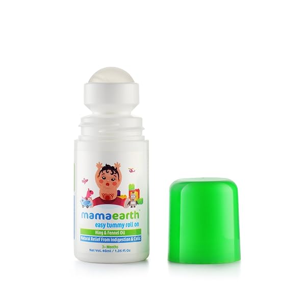 MAMAEARTH EASY BABY TUMMY ROLL ON FOR DIGESTION & COLIC RELIEF WITH HING & FENNEL | NATURAL GAS RELIEF BELLY RUB FOR DELICATE SKIN OF BABIES | 40ML/1.35 FL OZ