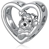 Fuguangju Schnauzer/Pomeranian Charm 925 Sterling Silver Dog Charms for Bracelets Schnauzer/Pomeranian Jewelry Dog Gifts for Women