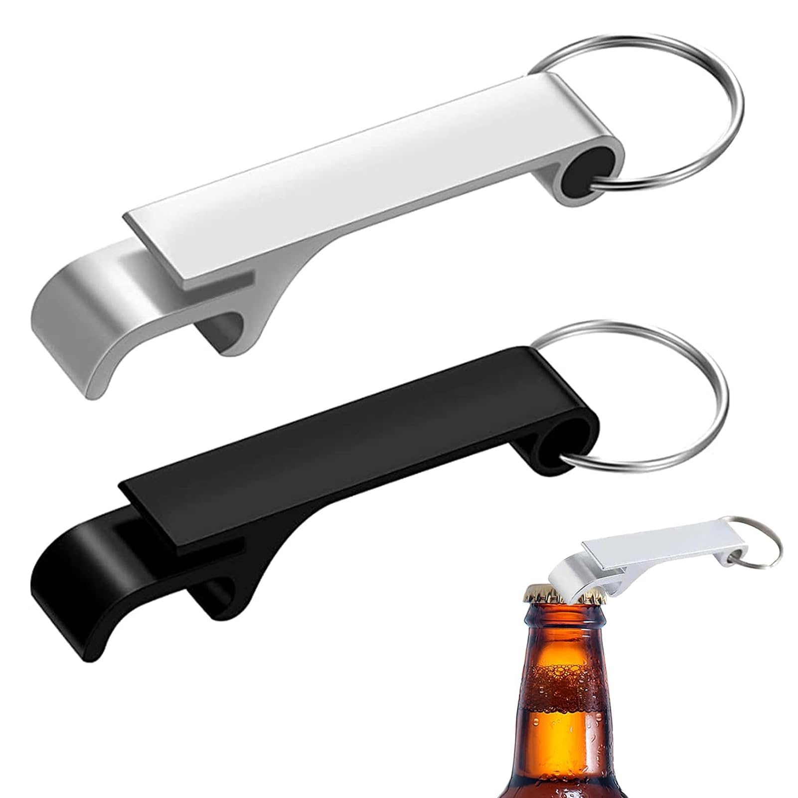 2Pcs Bottle Opener Keyring, Beer Opener Pocket Key Ring Small Beer Opener Keys Mini Bottle Opener Keychain for Daily Use Home Pub Bartenders Bar, Bottle Opener Christmas Gifts for Men Dad