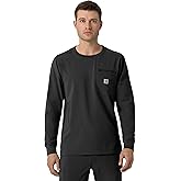 Carhartt Force Cross-Flex Scrubs for Men, Crew Neck Long Sleeve Scrub Top - Black, L