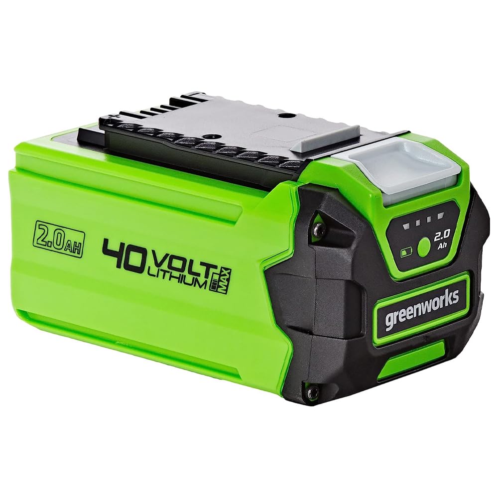 Greenworks 40V Battery. Original Greenworks 2Ah Powerful Lithium-Ion Battey for All Greenworks 40V Garden and Power Tools. Fast Charging, 3-Stage Charge Level Control. 2 Year Warranty G40B2