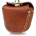 KOSIBATE Ammo Pouch, Genuine Leather Ammo Holder Bag Storage for .22 22LR .38 .45 Hunting Military Belt Gun Ammo Case Brown