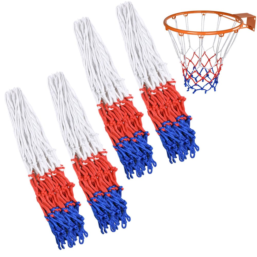 flintronic 4 PCS Basketball Net, Heavy Duty Basketball Net, Basketball Hoop Nets Replacement,Loops Basketball Net, Suitable for Basketball, Indoor Outdoor