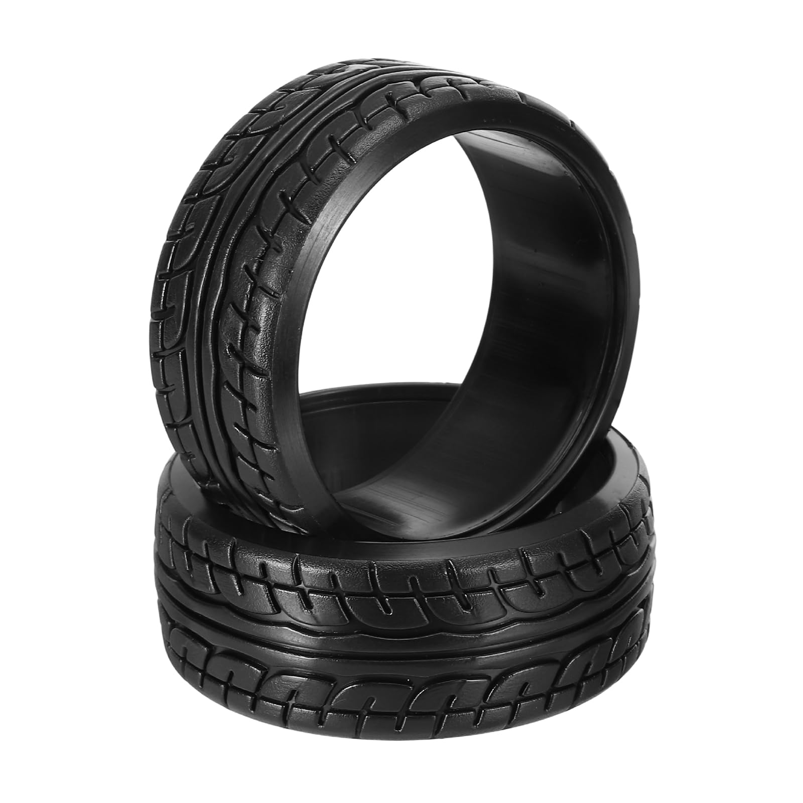 sourcing map 2Pcs 1/10 RC On-Road Car Tyres, RC Drift Tire Hard Plastic Tyre Replacement for Remote Controlled Drifting Vehicles, Black