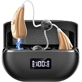 OTC Hearing Aids for Seniors with Noise Cancelling, 100 Hours Battery Life | For people with mild to moderate hearing loss, 5-level volume control and rechargeable, ergonomic comfort fit and easy to use
