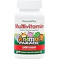 Natures Plus Animal Parade Multivitamin Children's Chewables - Cherry Flavor - 90 Animal-Shaped Tablets - Promotes Health & Well-Being - Vegetarian, Gluten Free - 45 Servings