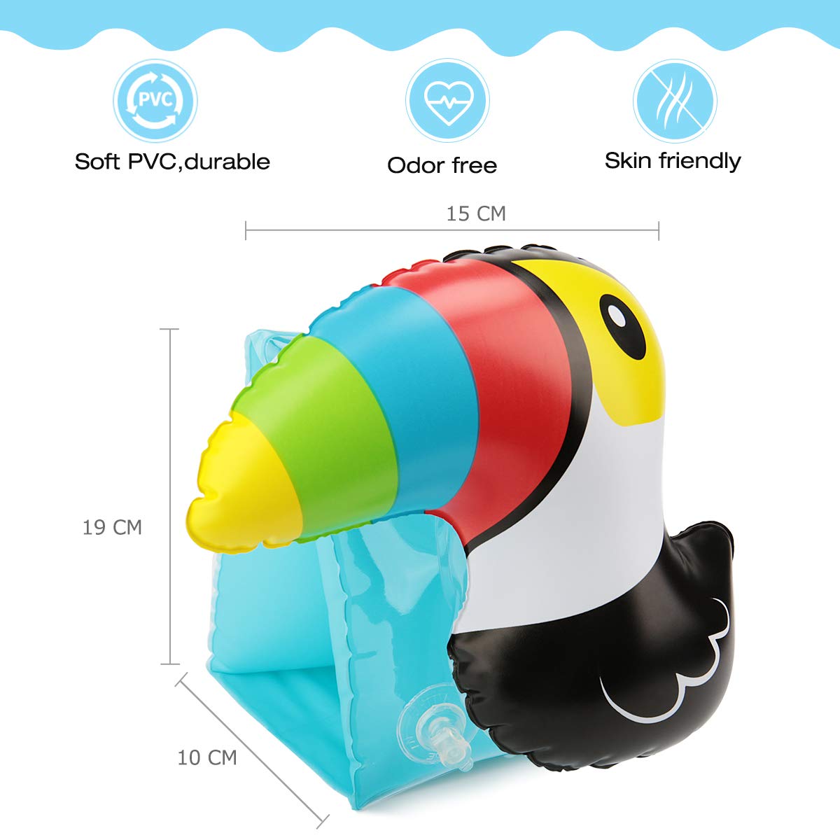 NIWAWA 2 STÜCKE Schwimmflügel Kinder Aufblasbare für Kinder 3-7 Jahre , Die maximale Tragfähigkeit beträgt 30KG