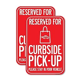 (2 Pack) Reserved For Curbside Pick-up | 12" X