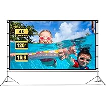 Écran De Projection Avec Support 120 Pouces : Pliable Et Portable Écran De Projection 16:9 4K HD Sans Plis Léger Avec Sac De Transport Pour Home Cinéma Arrière-cour Cinéma