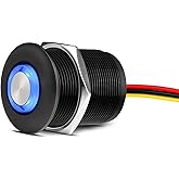 Obeaming 12 Volt Light Dimmer RV Boat High-Side PWM Dimming Switch, 7/8" Mounting Hole w/Blue Backlight for LED Strip Light 12V LED Halogen Incandescent, All-Aluminum Shell, Rated 6A (Black)