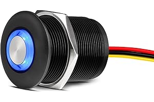 Obeaming 12 Volt Light Dimmer RV Boat High-Side PWM Dimming Switch, 7/8" Mounting Hole w/Blue Backlight for LED Strip Light 12V LED Halogen Incandescent, All-Aluminum Shell, Rated 6A (Black)