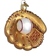 Old World Christmas Baseball Mitt Glass Blown Ornament for Christmas Tree, Handcrafted Holiday Decoration, Sport Collection