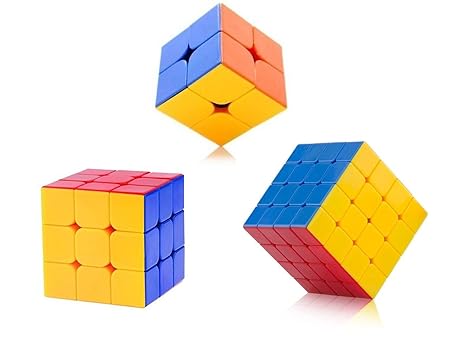 High Speed Stickerless 2x2 , 3x3,& 4x4 Magic Cube Combo Set of 3 Puzzle Brainstorming Game Toy