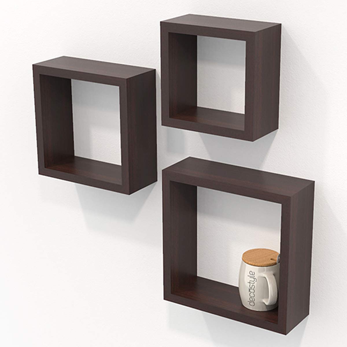 homestrap square floating standard wall shelf set of 3 natural