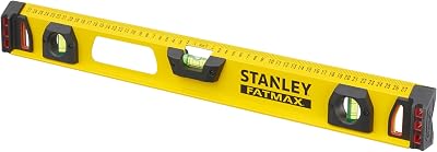 STANLEY FatMax I Beam Level 0.5mm/m Accuracy Rubber End Caps Curved Body 3 Vials