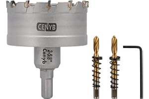 CENYB 2-5/8" (67mm) Tungsten Carbide Tipped Hole Saw with 2Pcs Titanium-Plated Pilot Drill Bits for Metal, Steel, Iron, Wood, Plastic