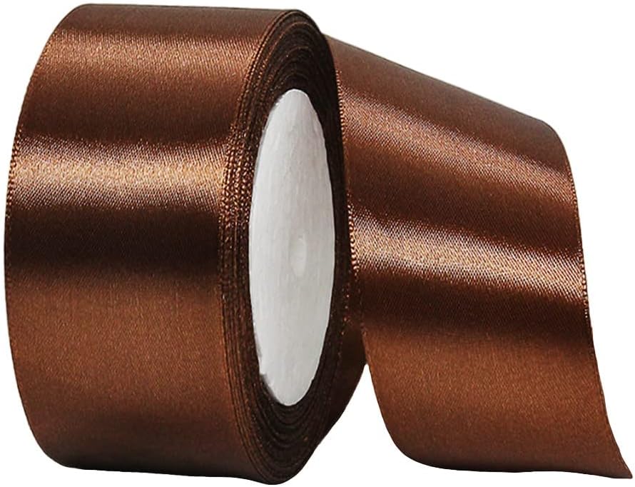 HONGCI 40mm Satin Ribbon 22m Brown Gift Wrapping Ribbon