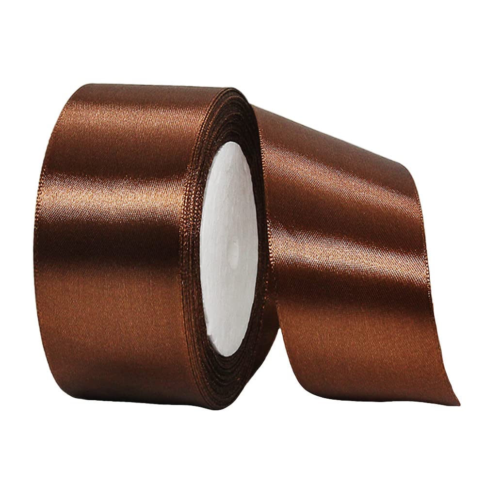 40mm Wide Thick Coffee Ribbon for Gift Wrapping,22m 1.5Inch Large Fabric Satin Ribbon Brown Bow for Gift Wrapping,Ribbons for Crafting,Hair,Bouquets,Wedding Car,Presents,Cake,Christmas Decorations