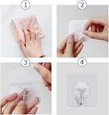 Lamondre 30 Pcs Sticky Hooks Transparent Self Adhesive for Wall Bathroom Kitchen view 3
