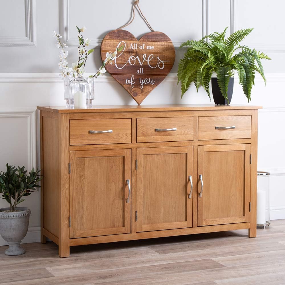 The Furniture Outlet Essentials Oak Large 3 Door Sideboard