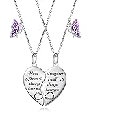 Flyow Mother Daughter Necklace Set 925 Sterling Silver 2 Pendants for Women New Mom Daughter Jewelry Mother's Day Gifts