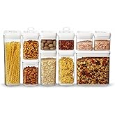 Felli Flip Tite Storage Container with 4 Inch Lid SQUARE & RECTANGLE, Air Tight Ring Seal Top Clear Acrylic Canister Jar, Spice Pasta Cereal Snack Pantry Organizer, Gift Set for Women (10pk, Variety)