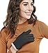 LETHMIK Unique Cuff Winter Gloves Womens Solid Color Warm Knitted Thick Gloves Black
